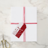 Modern Romantic Red White Love Hearts Cadeaulabel (Met Touw)