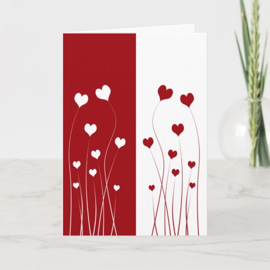 Modern Romantic Red White Love Hearts Card Kaart (Voorkant)