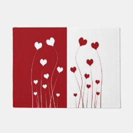 Modern Romantic Red White Love Hearts Deurmat