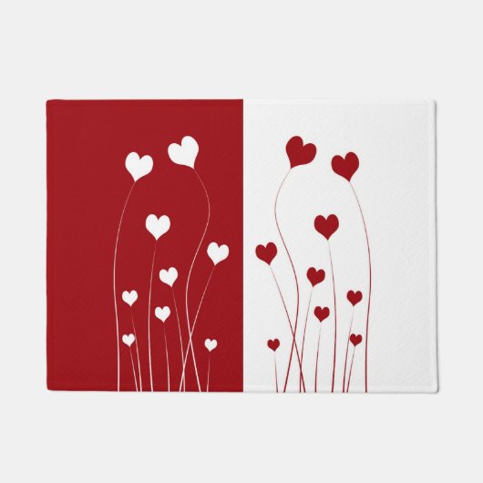 Modern Romantic Red White Love Hearts Deurmat (Voorkant)