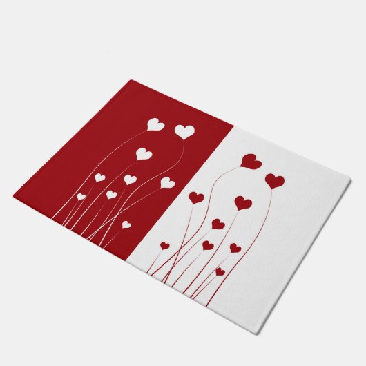 Modern Romantic Red White Love Hearts Deurmat (Schuin)