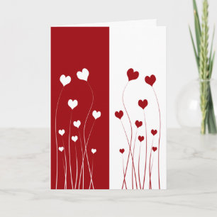 Modern Romantic Red White Love Hearts Feestdagen Kaart