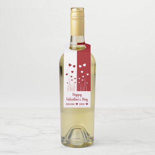 Modern Romantic Red White Love Hearts Flessenhanger (Op fles)