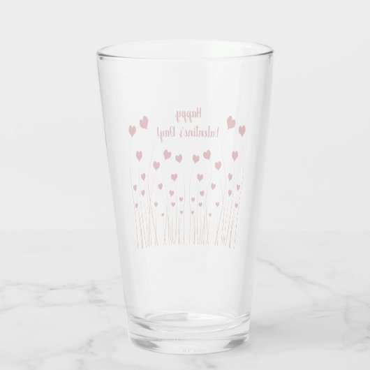 Modern Romantic Red White Love Hearts Glas (Achterkant)