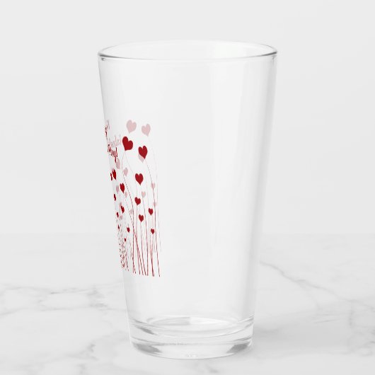 Modern Romantic Red White Love Hearts Glas (Links)