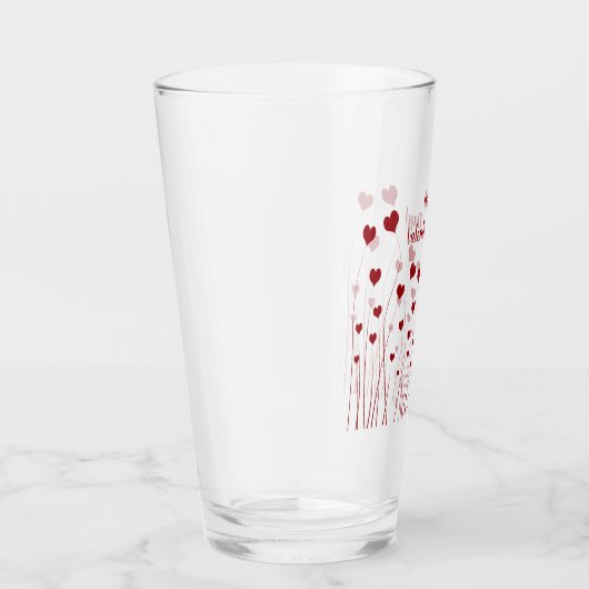 Modern Romantic Red White Love Hearts Glas (Rechts)