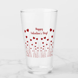 Modern Romantic Red White Love Hearts Glas