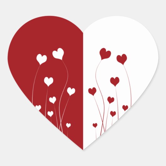 Modern Romantic Red White Love Hearts Hart Sticker (Voorkant)