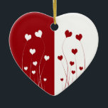 Modern Romantic Red White Love Hearts Keramisch Ornament<br><div class="desc">Een modern en mooi ontwerp met een groeiende bloemenharten in een minimalistische rode en witte tweetalige kleur. Perfect cadeau voor liefhebbers,  voor een gelukkige Valentijnsdag of een andere mooie gelegenheid.</div>