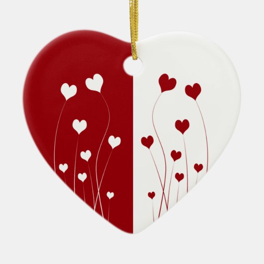 Modern Romantic Red White Love Hearts Keramisch Ornament (Voorkant)