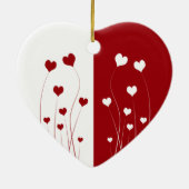 Modern Romantic Red White Love Hearts Keramisch Ornament (Achterkant)