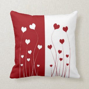 Modern Romantic Red White Love Hearts Kussen