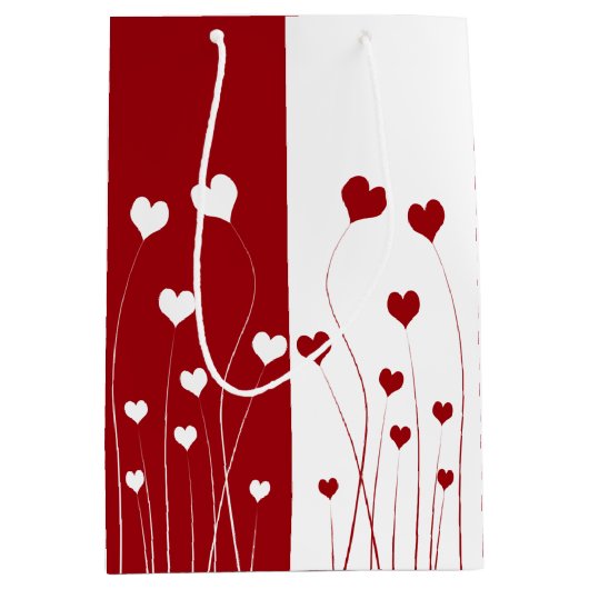 Modern Romantic Red White Love Hearts Medium Cadeauzakje (Voorkant)
