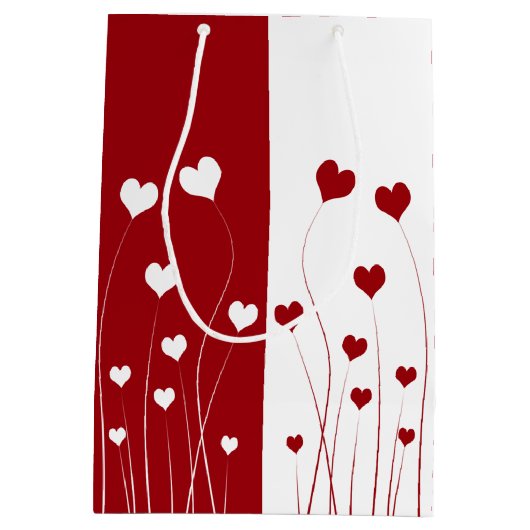 Modern Romantic Red White Love Hearts Medium Cadeauzakje (Achterkant)