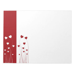 Modern Romantic Red White Love Hearts Notitieblok