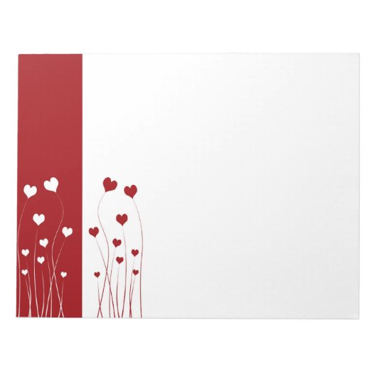 Modern Romantic Red White Love Hearts Notitieblok (Voorkant)