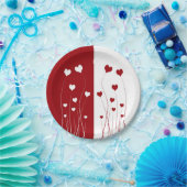 Modern Romantic Red White Love Hearts Papieren Bordje (Feest)