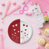 Modern Romantic Red White Love Hearts Papieren Bordje (Feest)