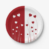 Modern Romantic Red White Love Hearts Papieren Bordje (Voorkant)