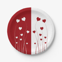 Modern Romantic Red White Love Hearts Papieren Bordje