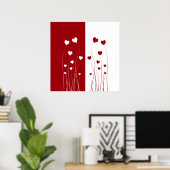 Modern Romantic Red White Love Hearts Poster (Thuiskantoor)