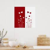 Modern Romantic Red White Love Hearts Poster (Keuken)
