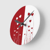 Modern Romantic Red White Love Hearts Ronde Klok (Hoek)