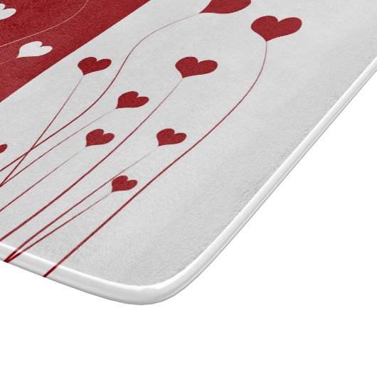 Modern Romantic Red White Love Hearts Snijplank (Hoek)