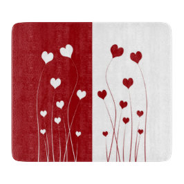 Modern Romantic Red White Love Hearts Snijplank