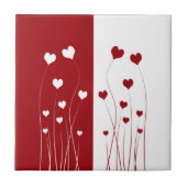 Modern Romantic Red White Love Hearts Tegeltje (Voorkant)