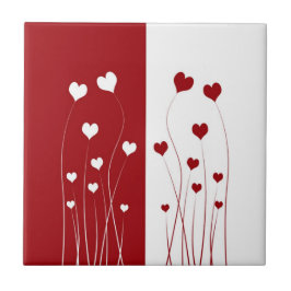 Modern Romantic Red White Love Hearts Tegeltje
