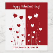 Modern Romantic Red White Love Hearts Wijn Etiket (Enkel label)