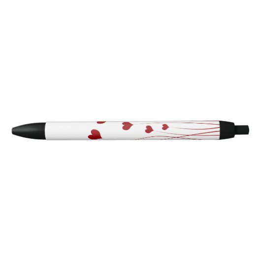 Modern Romantic Red White Love Hearts Zwarte Inkt Pen (Voorkant)