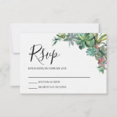 Modern Romantic Succulent Wedding RSVP Kaart (Voorkant)