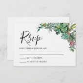 Modern Romantic Succulent Wedding RSVP Kaart (Voorkant / Achterkant)