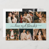 Modern Romantic Typografie 6 Foto Collage Dankj Y Bedankkaart (Voorkant / Achterkant)