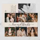 Modern Romantic Typography Ivory Photo Collage Bedankkaart (Voorkant / Achterkant)