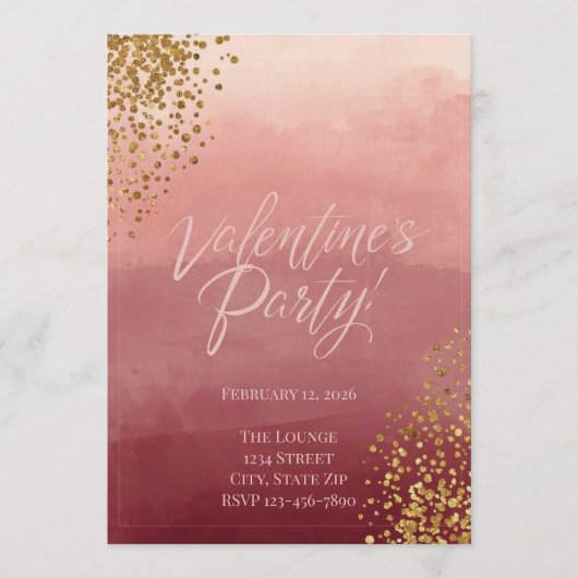 Modern Romantic Valentine’s Party Invitation Kaart (Voorkant)