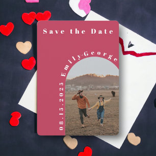 Modern Romantic Viva Magenta Arch Photo Weddenscha Save The Date