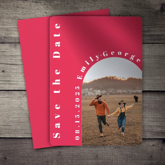 Modern Romantic Viva Magenta Arch Photo Weddenscha Save The Date