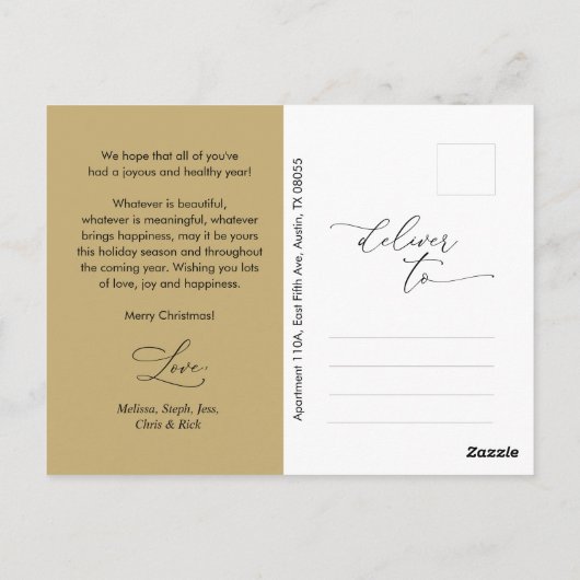 Modern Romantic, vrolijk Briefkaart kerstfamilie (Achterkant)