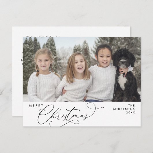 Modern Romantic, vrolijk Briefkaart kerstfamilie (Voorkant / Achterkant)