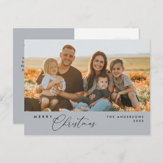 Modern Romantic, vrolijk Briefkaart kerstfamilie (Voorkant / Achterkant)