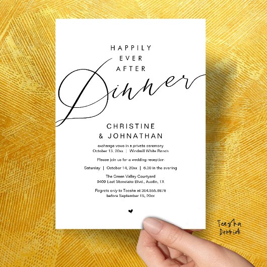 Modern Romantic Wedding Happily Ever After Dinner Kaart