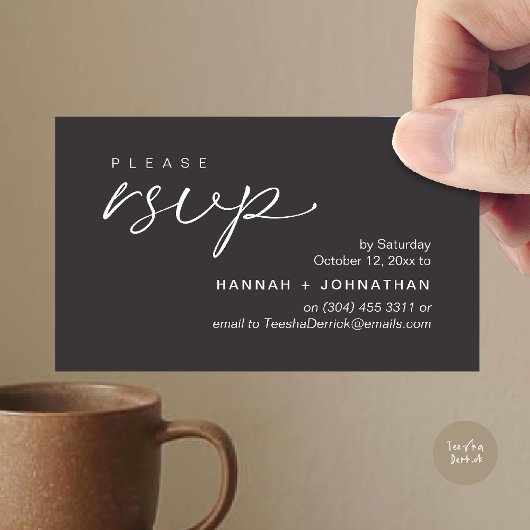 Modern Romantic Wedding Invites RSVP Reminder Card Informatiekaartje