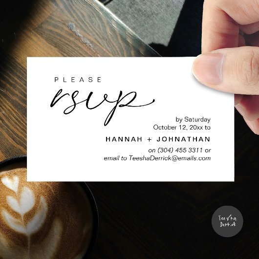 Modern Romantic Wedding Invites RSVP Reminder Card Informatiekaartje