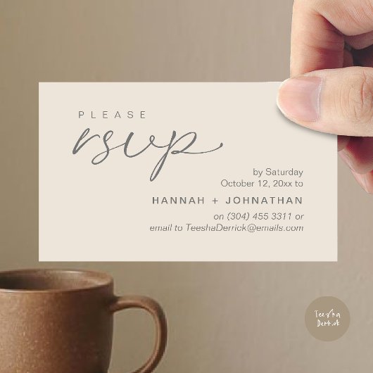 Modern Romantic Wedding Invites RSVP Reminder Card Informatiekaartje