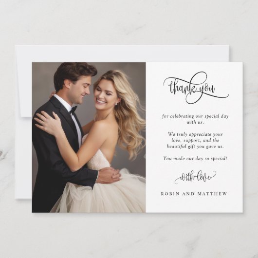 Modern, Romantic Wedding Photo Thank You Bedankkaart (Voorkant)
