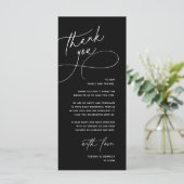 Modern Romantic Wedding Reception Thank You Card Programmakaart (Staand voorkant)