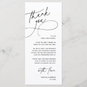 Modern Romantic Wedding Reception Thank You Card Programmakaart (Voorkant)
